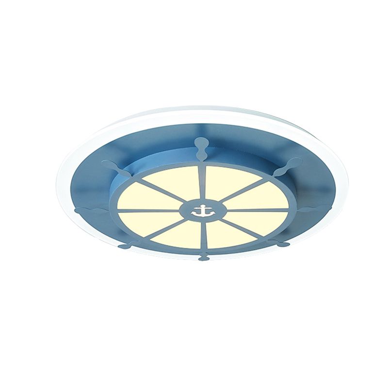 Compass Bathroom Bedroom Flush Ceiling Light Metal Nautical Ceiling Lamp with Anchor