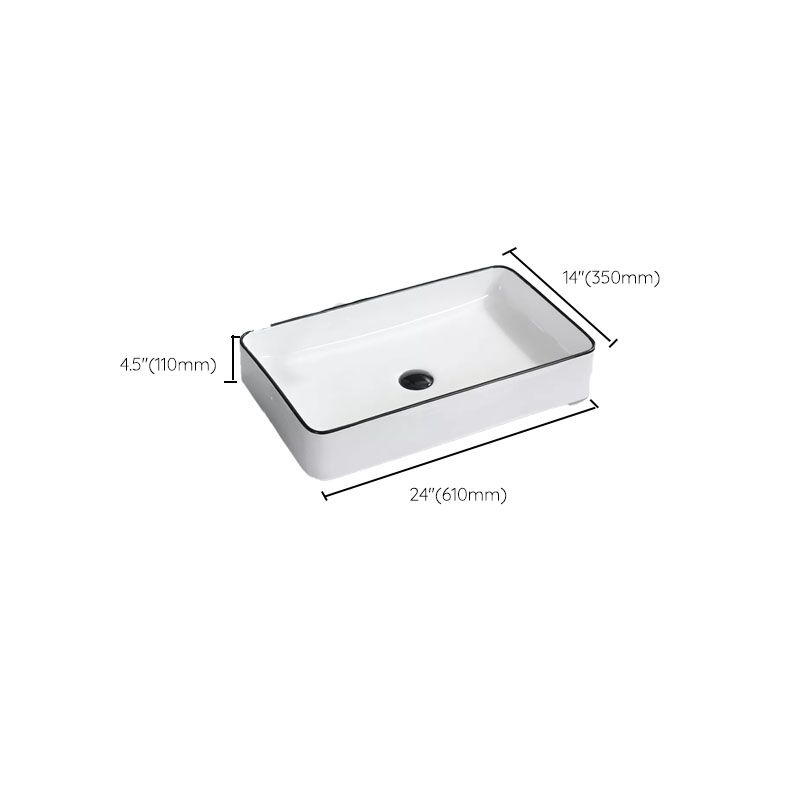 Bathroom Sink Ceramic Black Edging Anti-spill Rectangular Rod Single Handle Faucet Sink