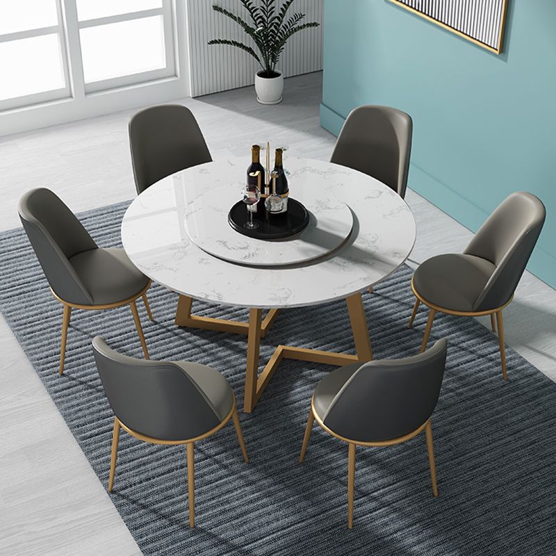 1/4/5/7 Pcs Metal Glam Dining Room Set with Round Table and Chairs Dining Set