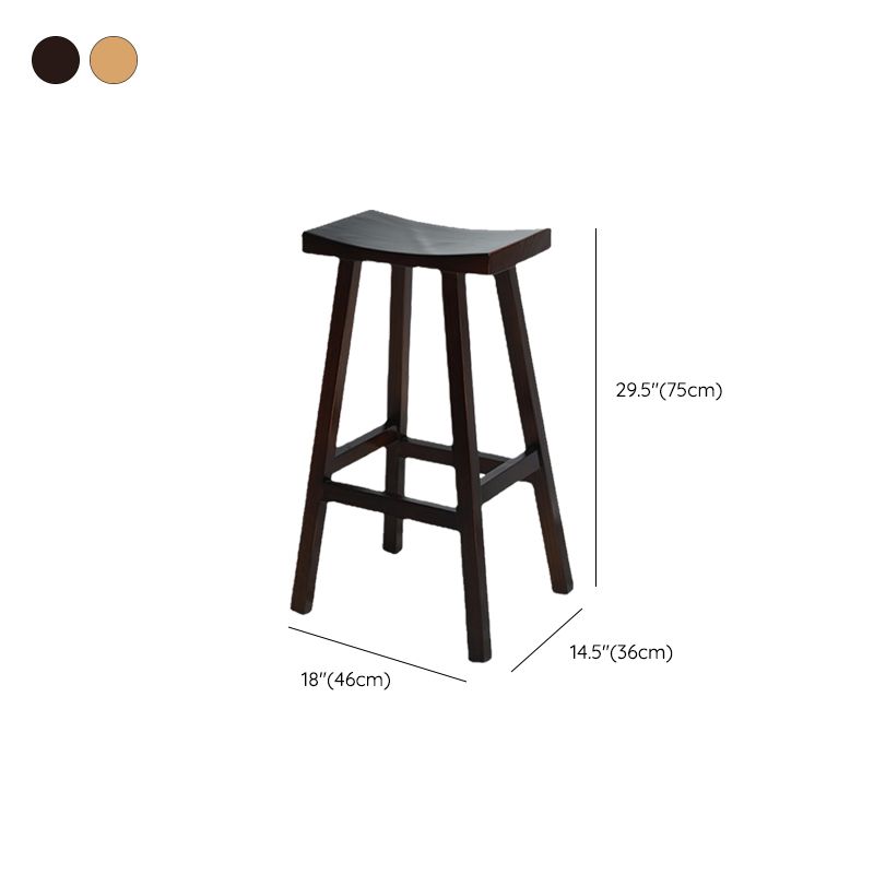 Backless Contoured Seat Contemporary Solid Wood Bar Stool for Restaurant