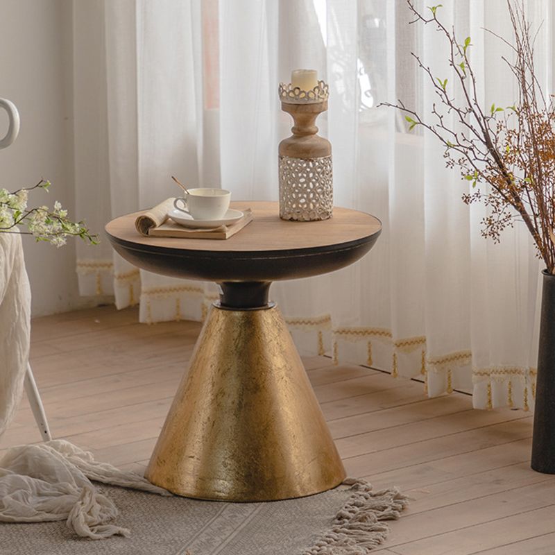 French Country Metal Pedestal Side End Table 18.9" Tall Round Side End Table