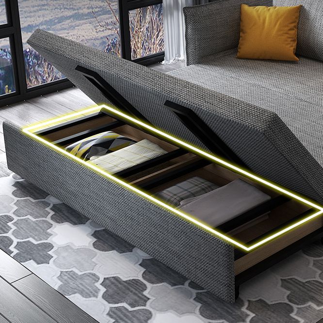 Scandinavian Futon Sleeper Sofa Pillow Back Futon and Mattress with Storage