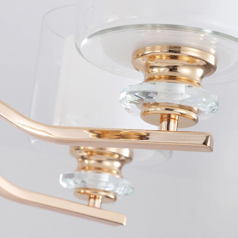 Clear and Frosted Glass Cup Chandelier Minimalist Suspension Lamp for Living Room