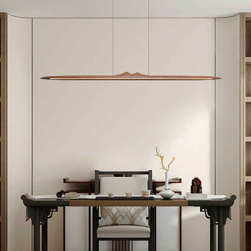 Wood Hanging Pendant Lights Nordic Modern Linear Hanging Lamps for Tea Room