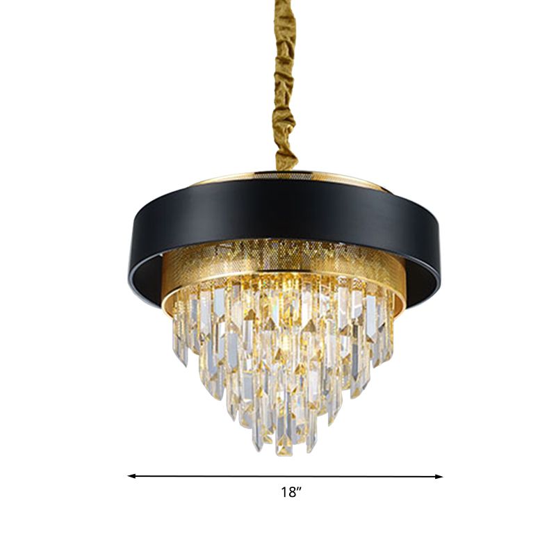 LAMPE DE CHANDELIER ROUNDIQUE SIMPLE CRISTAL 5 LICTES Salle à manger Kit d'éclairage suspendu en blanc / noir