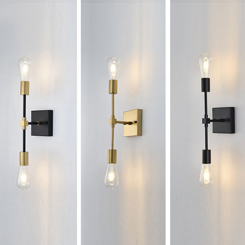 Nordic Style Metal Wall Light Minimalist 2 Lights Wall Sconce for Bedroom