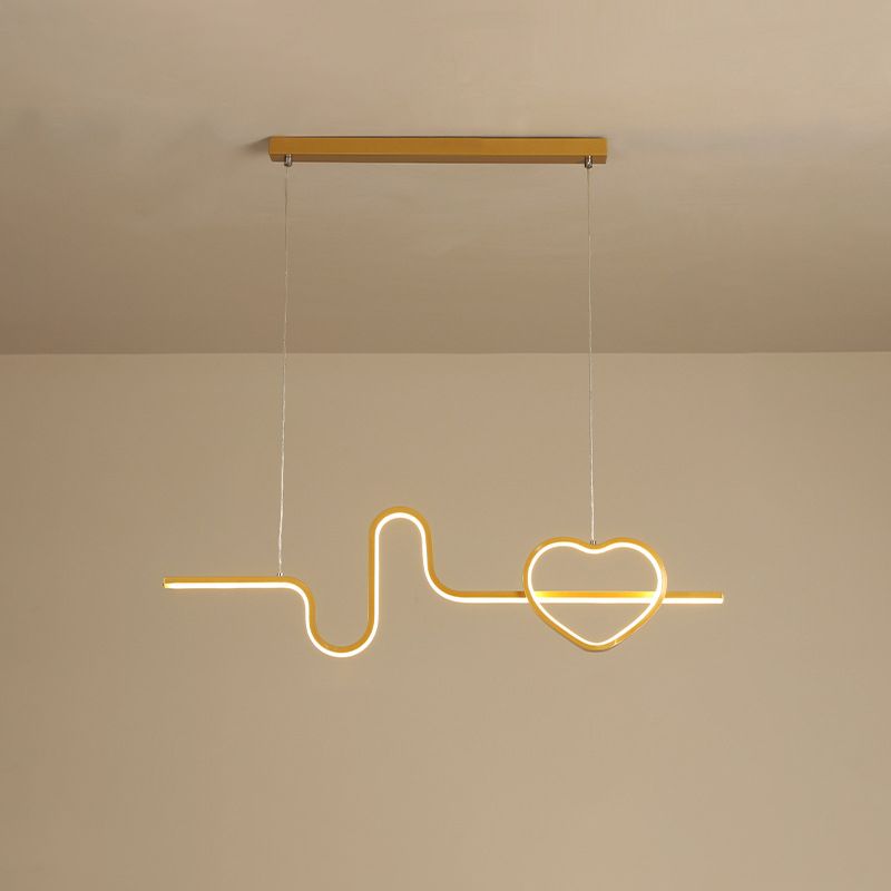 Cuore artistico e linea isola lampada in metallo sala da pranzo in metallo Luce a sospensione LED