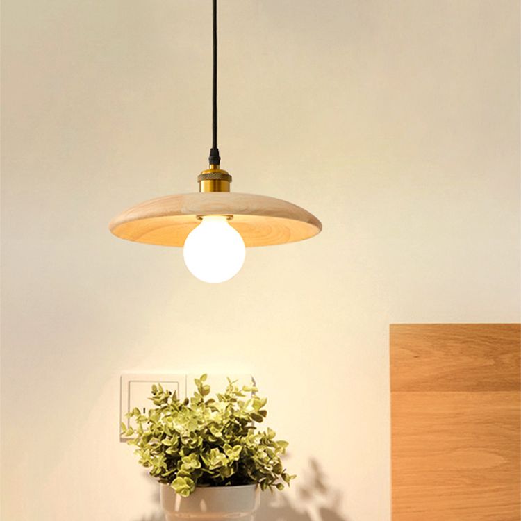 Wooden Circle Suspension Pendant Light Contemporary Style Wood Pendant Ceiling Light