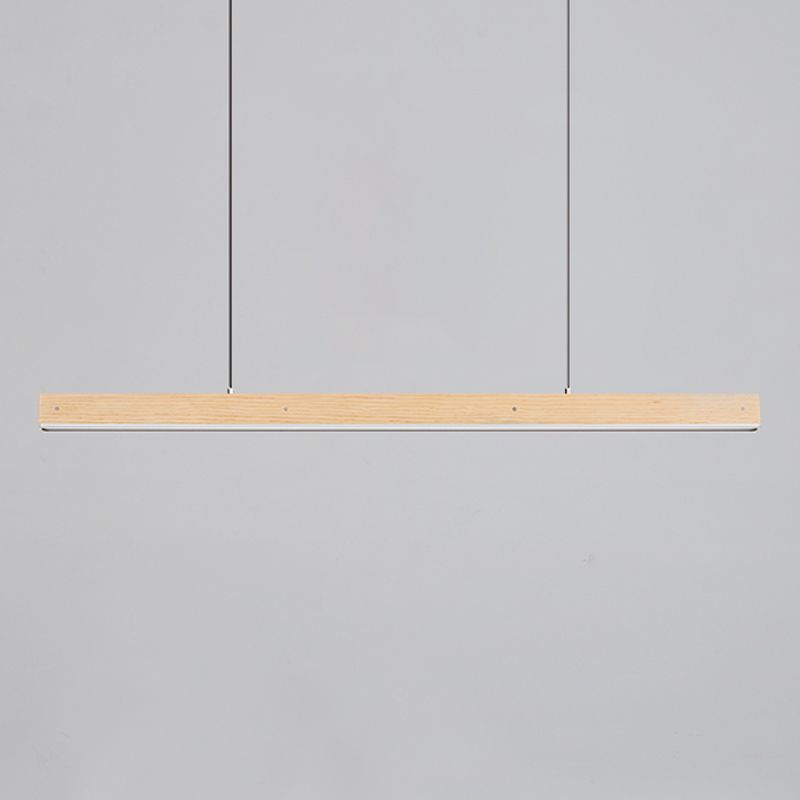 Linear Wood Island Light Fixture Modern Ceiling Pendant Light for Tea Room