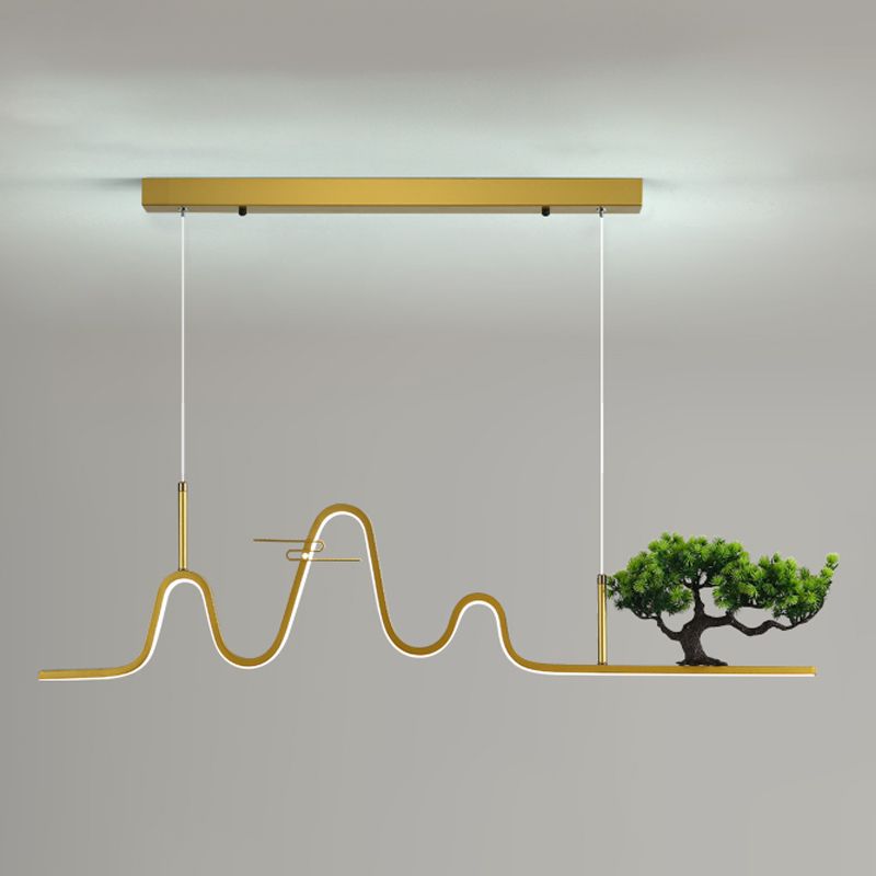 Linear Shape Island Light Modern Style Metal Single Light Pendant Light