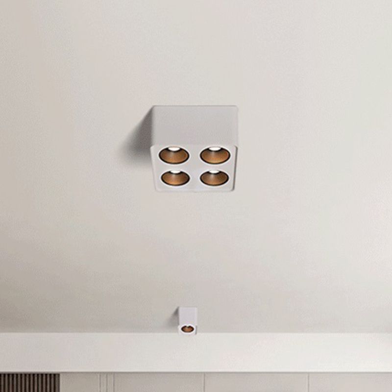 Plafonnier LED de forme carrée, Style Simple et moderne en aluminium, 4 lumières encastrées pour chambre à coucher