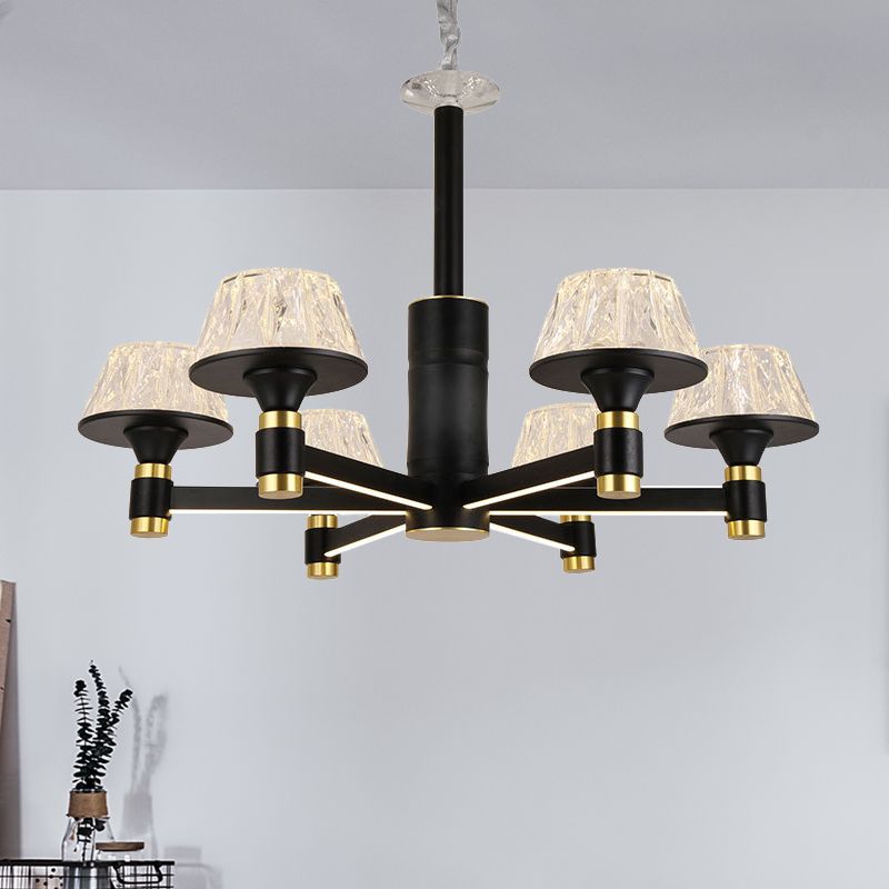 Chandelier de lustre de plafond Crystal Crystal 6/8/12 Bulbes 27,5 "/33,5" /37,5 "Light pendant noir suspendu noir de largeur