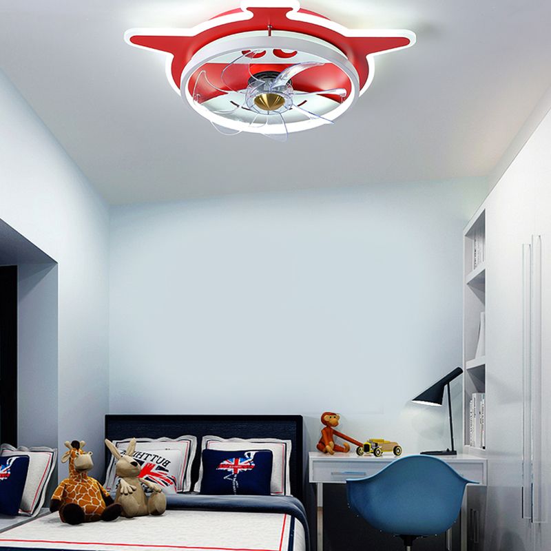 Modern Metal Ceiling Fan Lamp Cartoon LED Flush Mount Ceiling Light for Children's Room