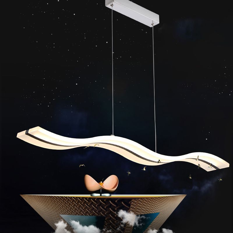 Pendante Wave Island Lights Assemblées d'éclairage de lustre en acrylique moderne pour le restaurant