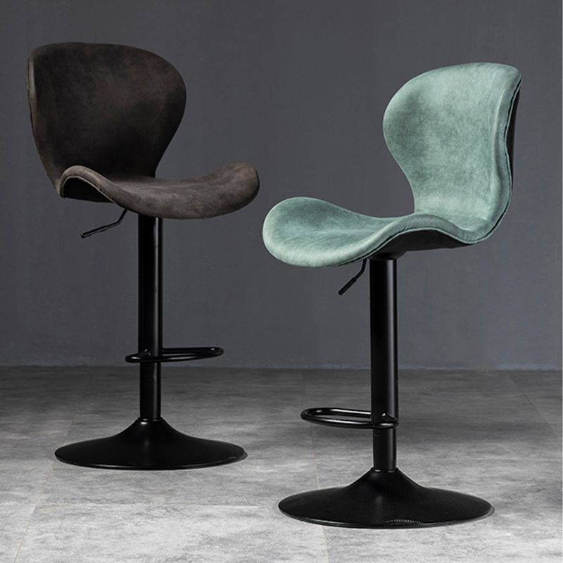 Scandinavian Metal Barstool Adjustable PU Leather Barstools in Matte Finish for Indoor