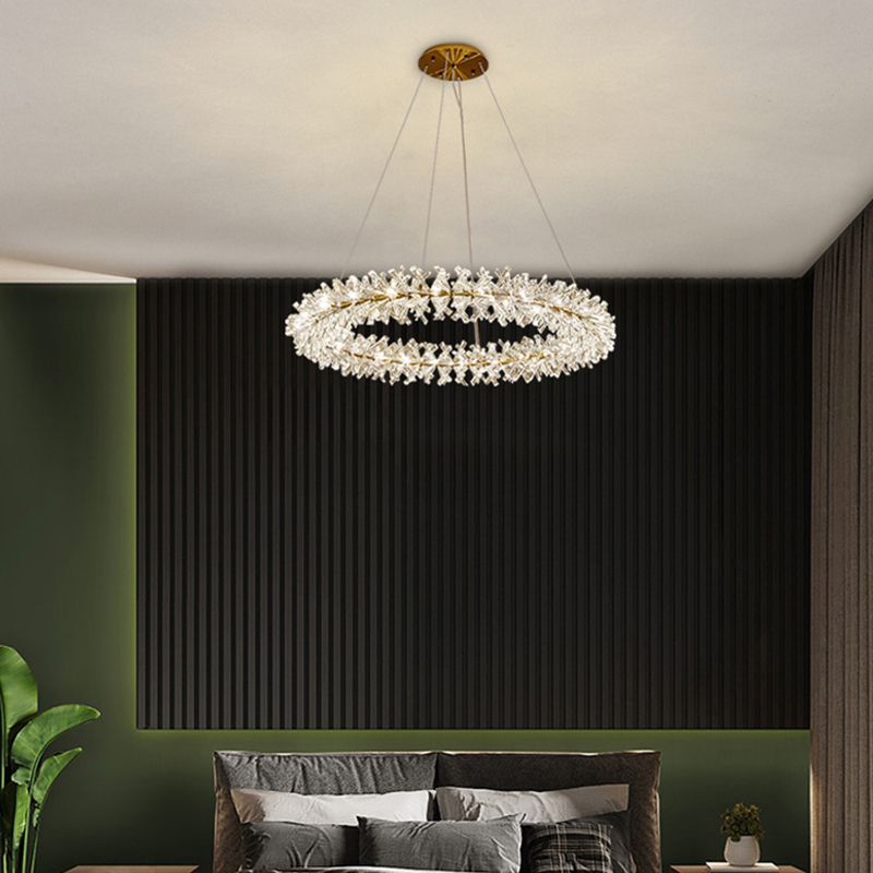 1 pendentif à cercle léger luminaire de pendentif en cristal moderne en or