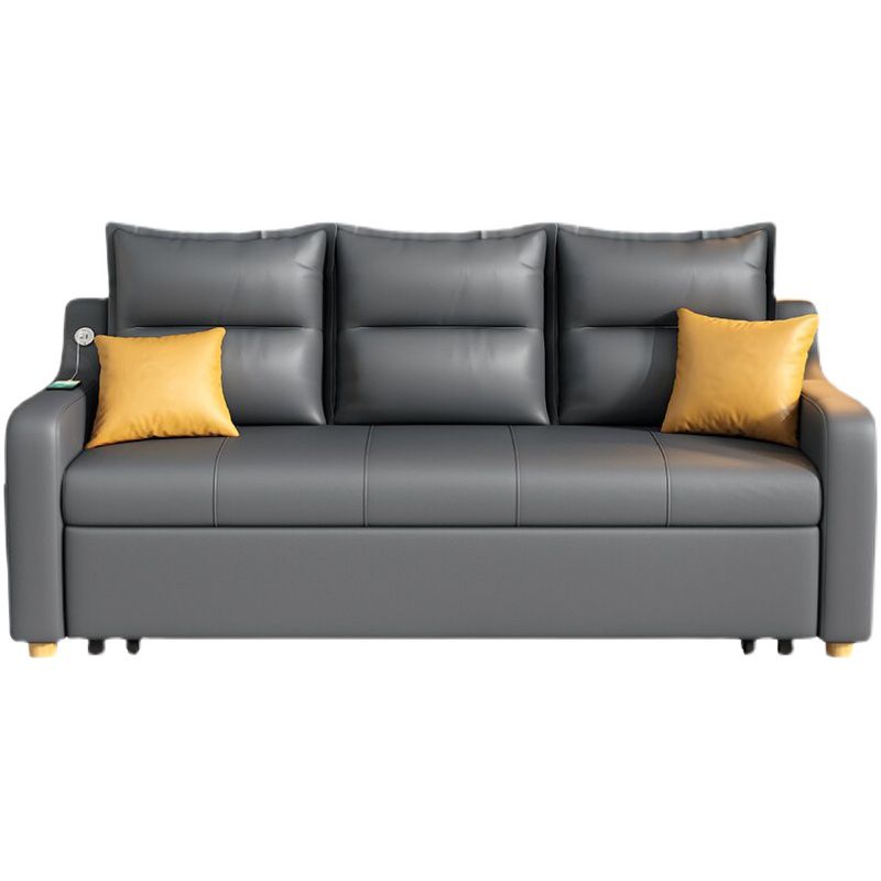 31" Wide Contemporary Futon Sofa Bed Gray Pillow Back Sleeper Sofa