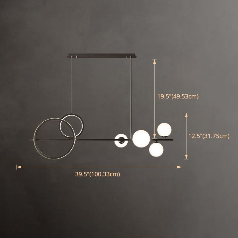 Modern LED Island Lighting Linear Glass Chandelier Light Fixture for Dining Room