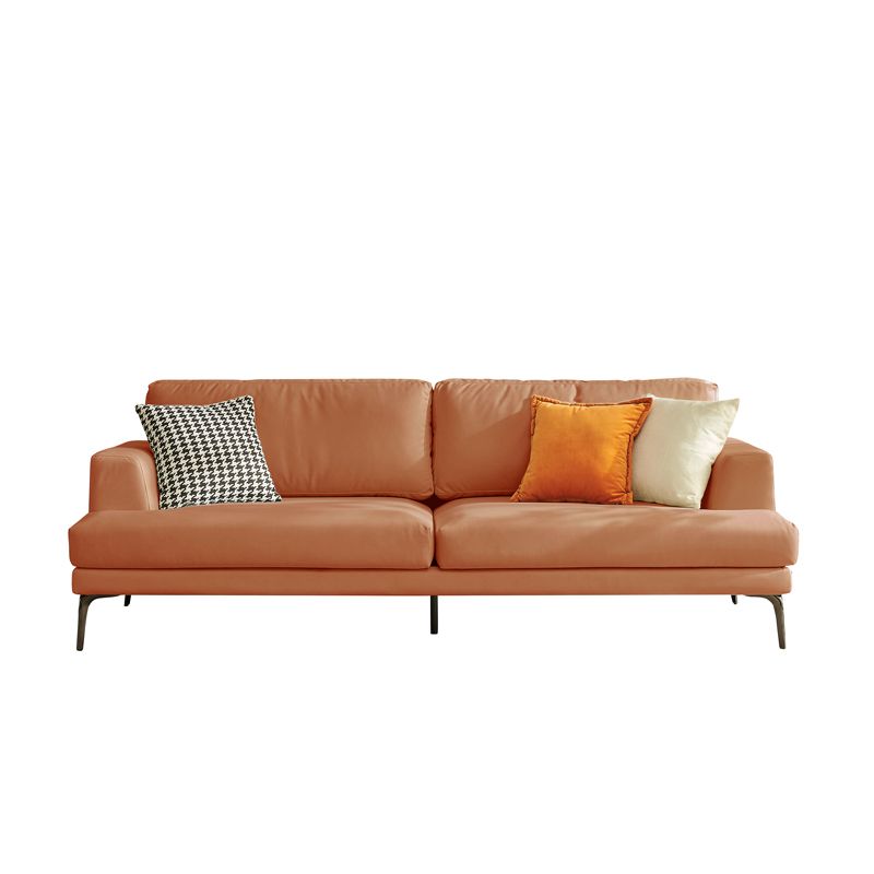Stain Resistant Faux Leather Sofa Recessed Arm Cushions Settee Couch