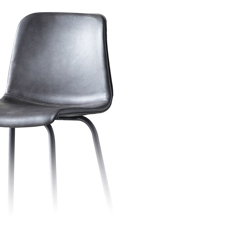 Contemporary Style Low Back Leather Bar Stool with Metal Legs