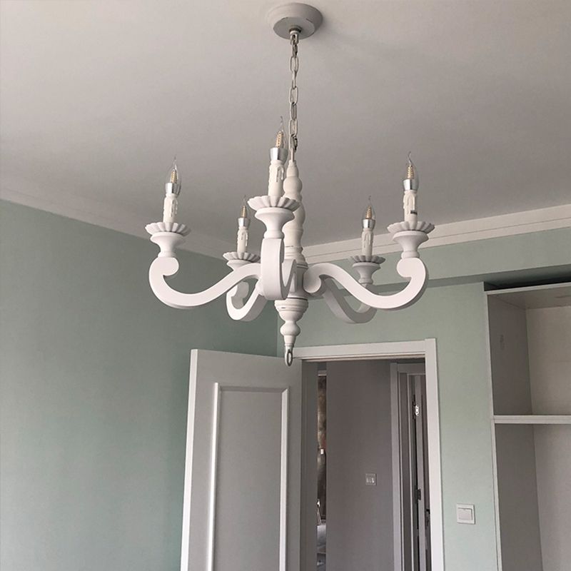 Lustre de lustre blanc campagne country swooping bras pendant éclairage pour le salon