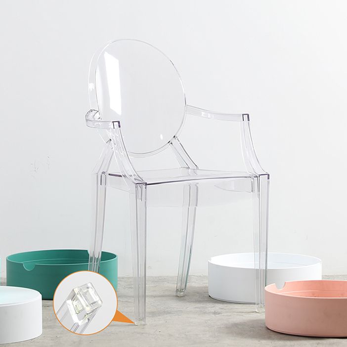 Silla de comedor de estilo escandinavo Silla de comedor de acrílico con respaldo abierto para el hogar con brazo