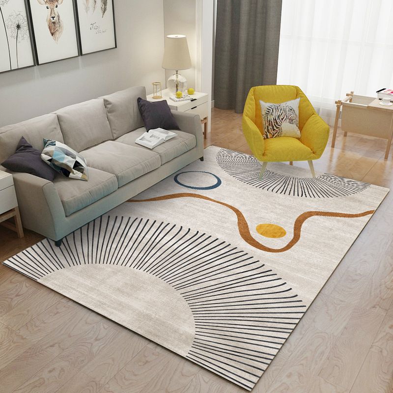 Leisure Carpet Modern Abstract Print Carpet Washable Polyester Rug with Non-Slip Backing