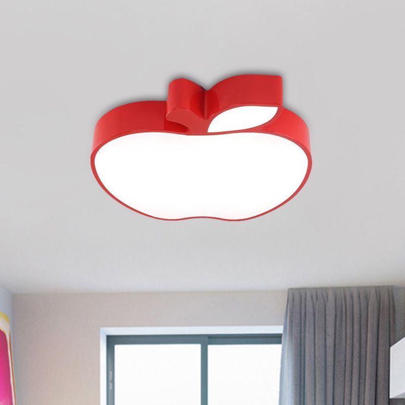 Kids LED Flush Mount Lamp with Acrylic Shade Red/Yellow/Blue Apple Flush Ceiling Light Fixture