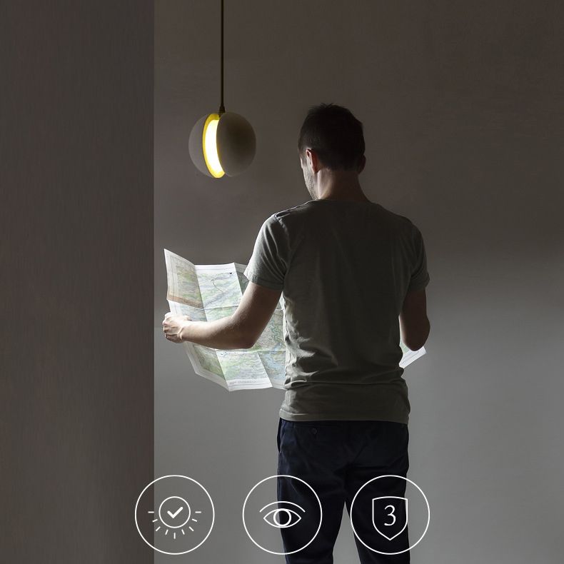 Grey Spherical Shape Pendant Lamp Modern Minimalist Cement Hanging Lamp for Living Room