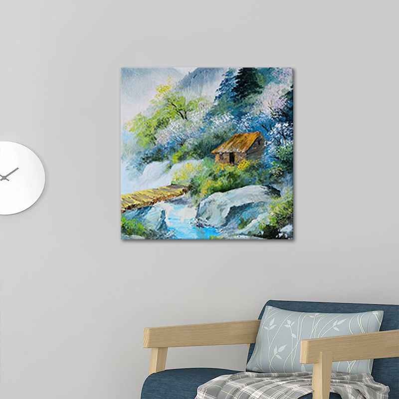 Rural Scenery Oil Painting Canvas Print Pastel Color Sitting Room Wall Art