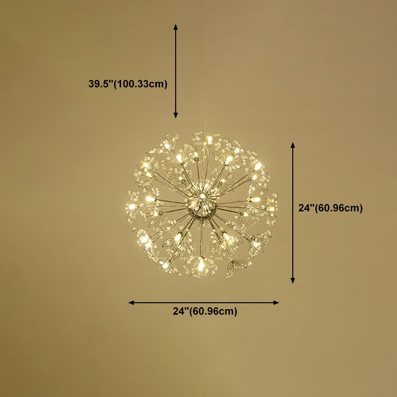 Modern Style Chandelier Light Crystal Sphere Multi Head Pendant Light for Living Room