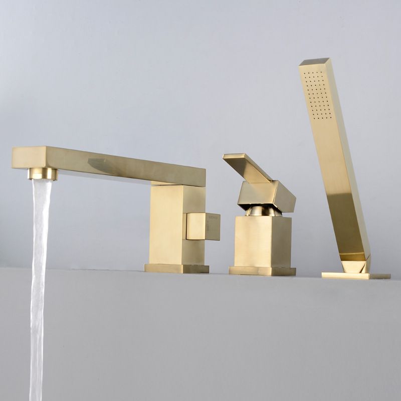 Modern Deck Mounted Low Arc Roman Tub Faucet Copper Roman Tub Faucet Set