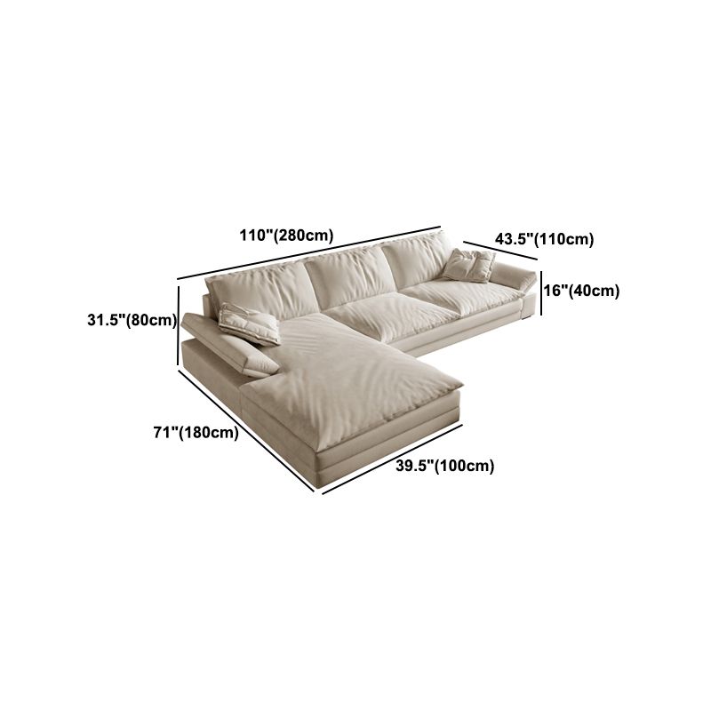 31.5"H White Faux Leather Pillow Top Arm Sofa & Chaise for Living Room