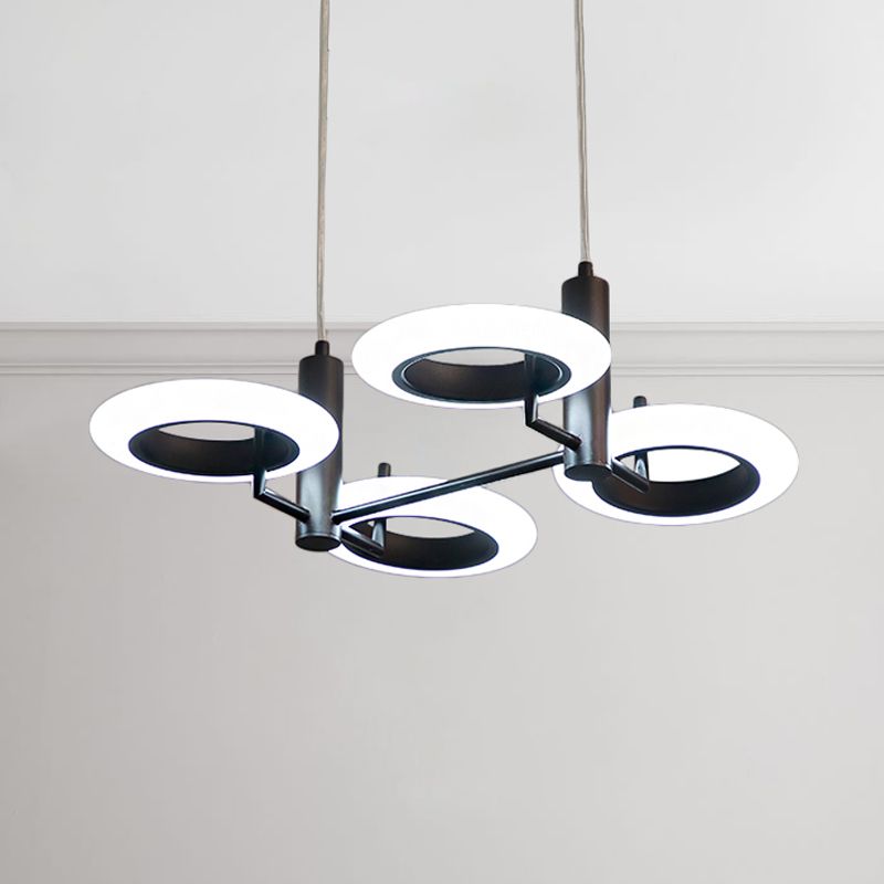 Zwart/wit/bruine donuthangende lampkit Modern 3/4-head acryl kroonluchter hanger in warm/wit licht