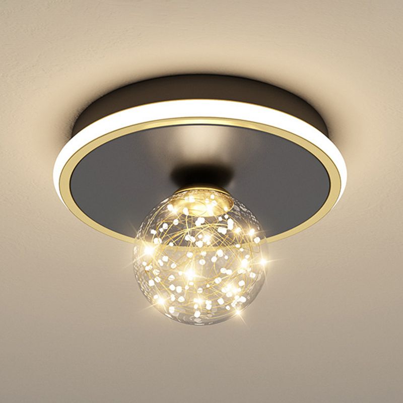 Geometric Ceiling Light Fixture Minimalist Metal LED Black Ceiling Mounted Fixture