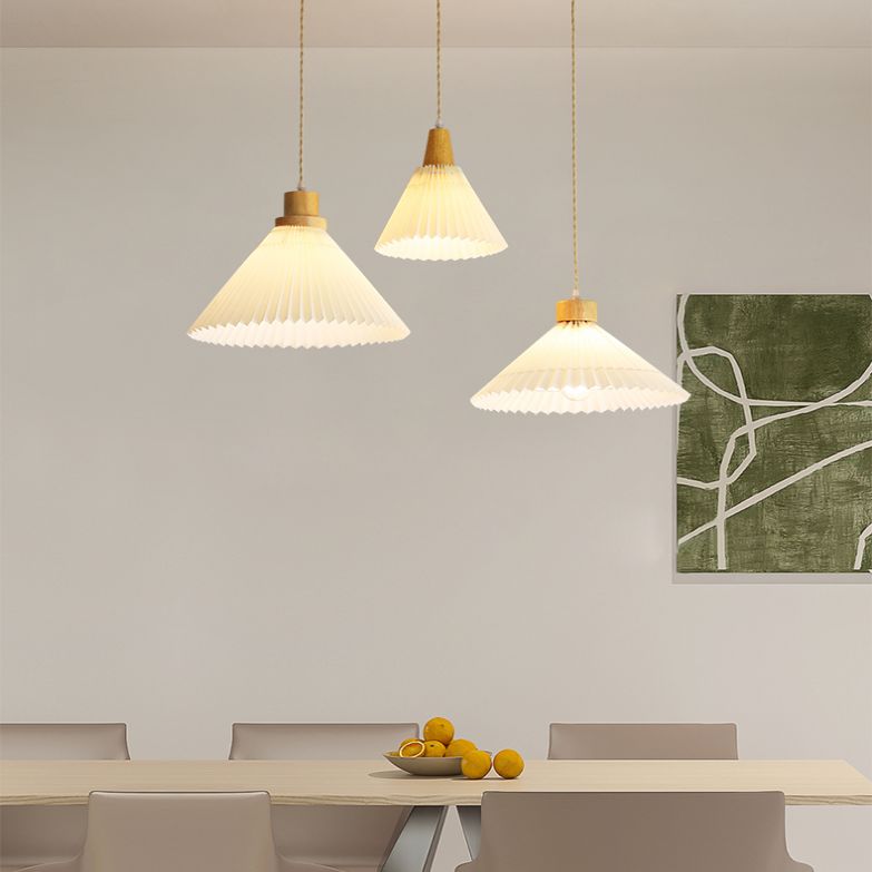Wood Tapered Suspension Pendant Light Nordic Style Wooden Pendant Lighting Fixture