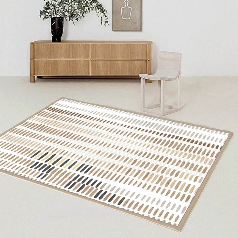 Beige Modern Rug Polyester Geometric Print Area Carpet Non-Slip Backing Rug for Home Decor
