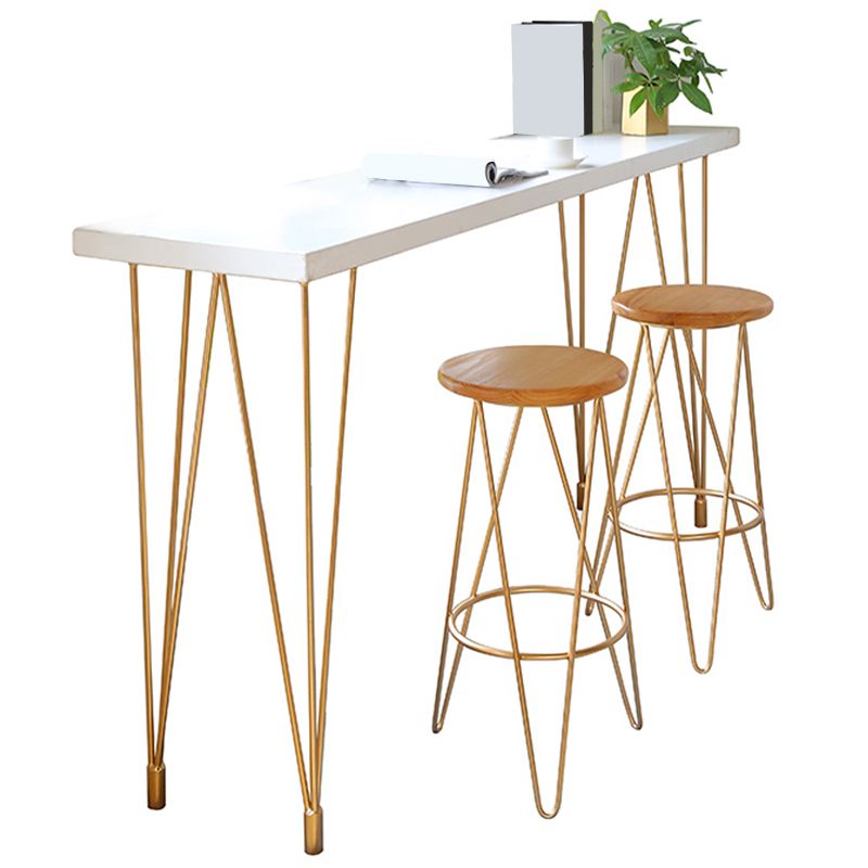 Glam Style Rectangle Bar Table White Colour Bar Dining Table with 4 Legs