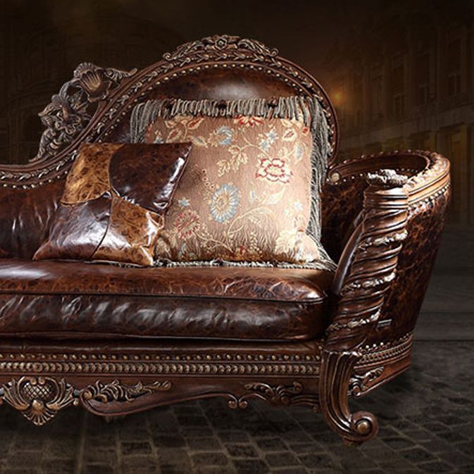 Traditional Upholstered Chaise Lounge Couch Fabric Chaise Lounge Chair with Arms