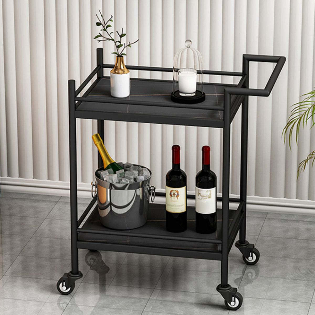 29.52" High Rolling Contemporary Prep Table Stone Prep Table