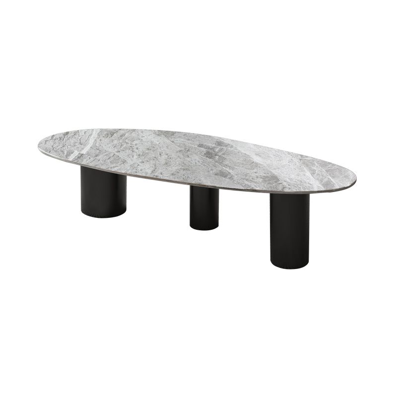 3 Legs Oval Coffee Table Minimalist Slate Coffee Table for Living Room