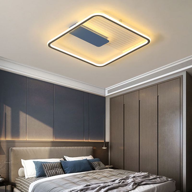 Lampe encastrée ultra fine bleue, plafonnier LED minimaliste en acrylique pour salon