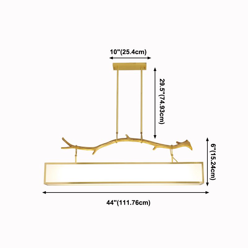 Accesorio de iluminación de la isla rectángulo metal moderno luz colgante de luz individual