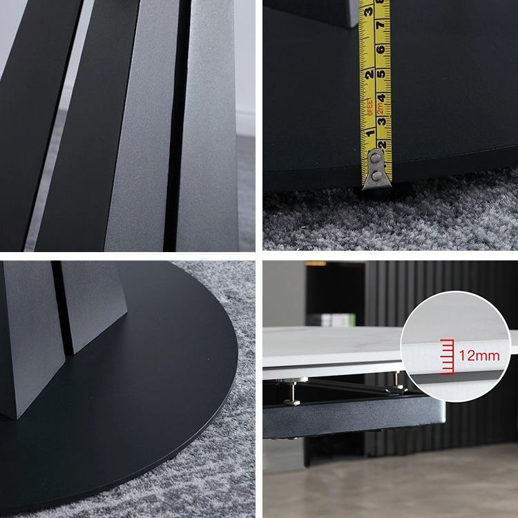 Modern Style Extendable Table Pedestal Dining Table for Kitchen
