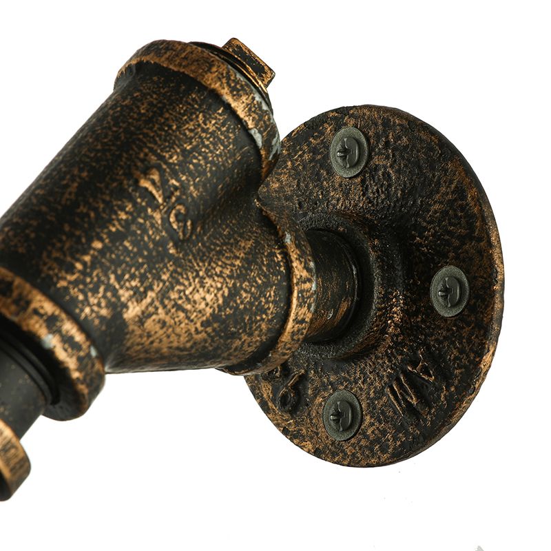1 Light Wall Lighting Farmhouse Style Open Bulb Iron Mini Wall Mount Light with Water Pipe in Bronze