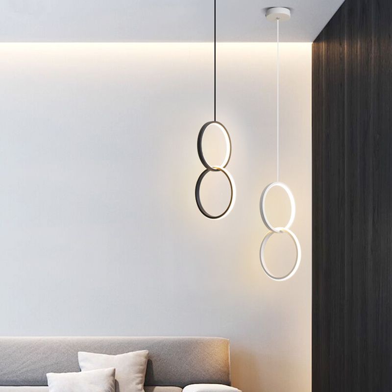 Minimalist LED Suspension Pendant Light Circle Hanging Light Fixture with Metal Shade