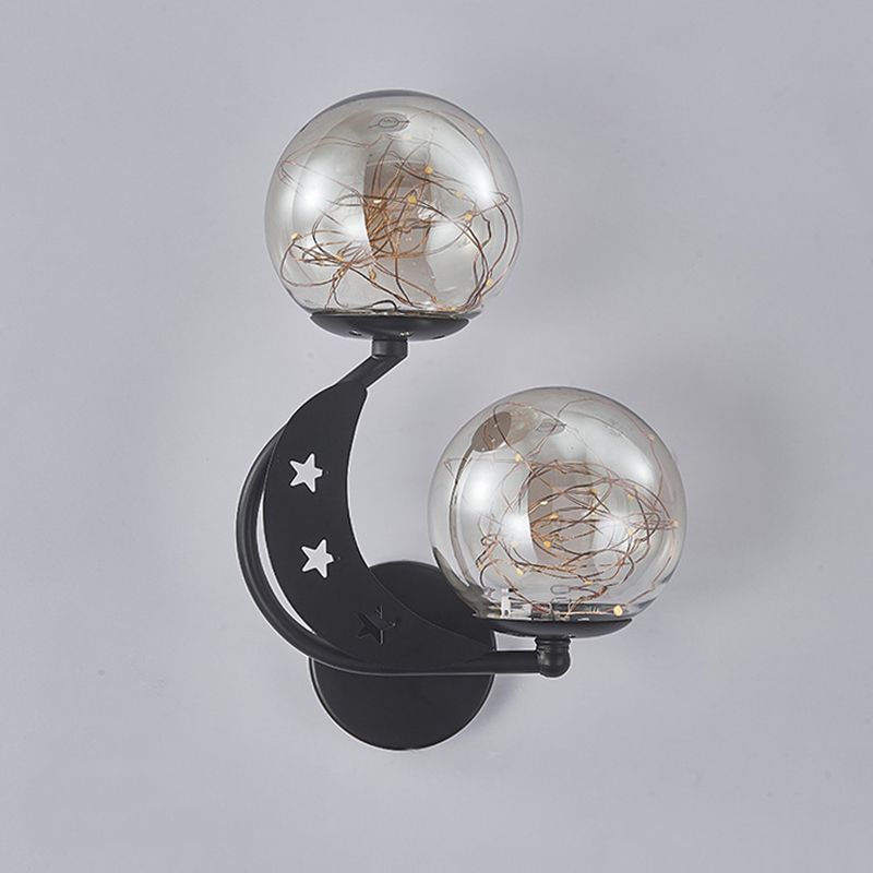 Modern Romantic LED Wall Lamp Wrought Iron Babysbreath Wall Sconce with Glass Shade