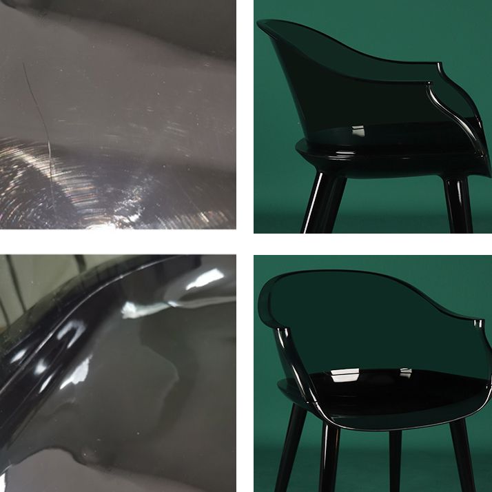 Scandinavian Style Plastic Chair Kitchen Solid Back Single Dining Arm Chair