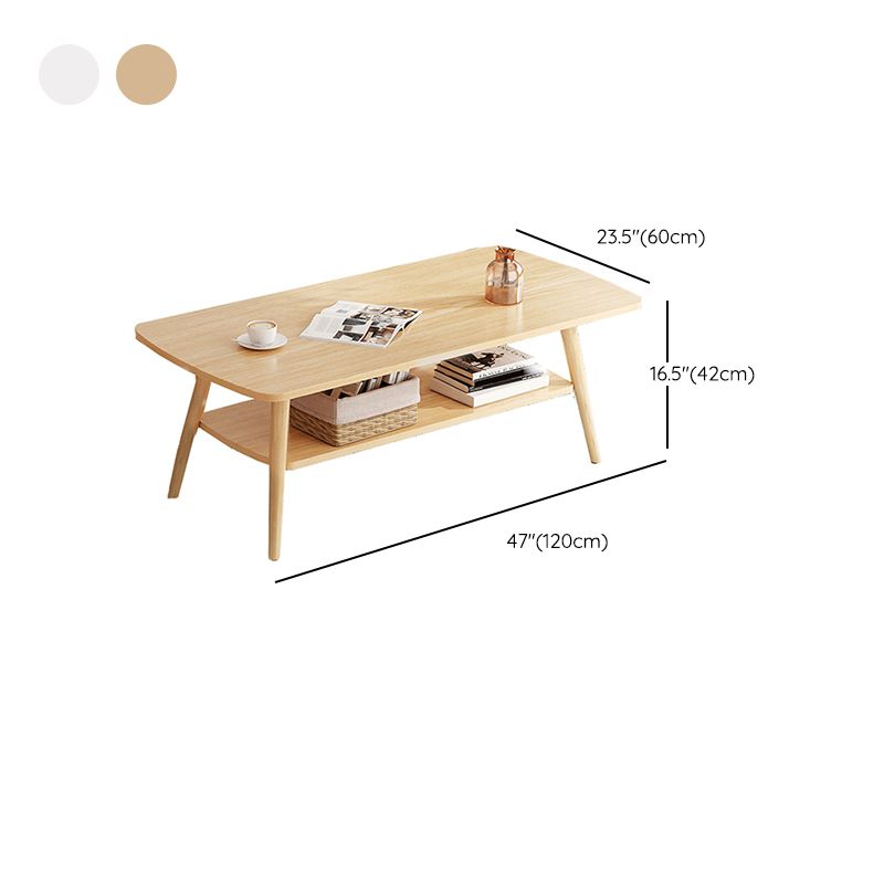 Wood Coffee Table No Distressing Single Coffee Table with Shelf