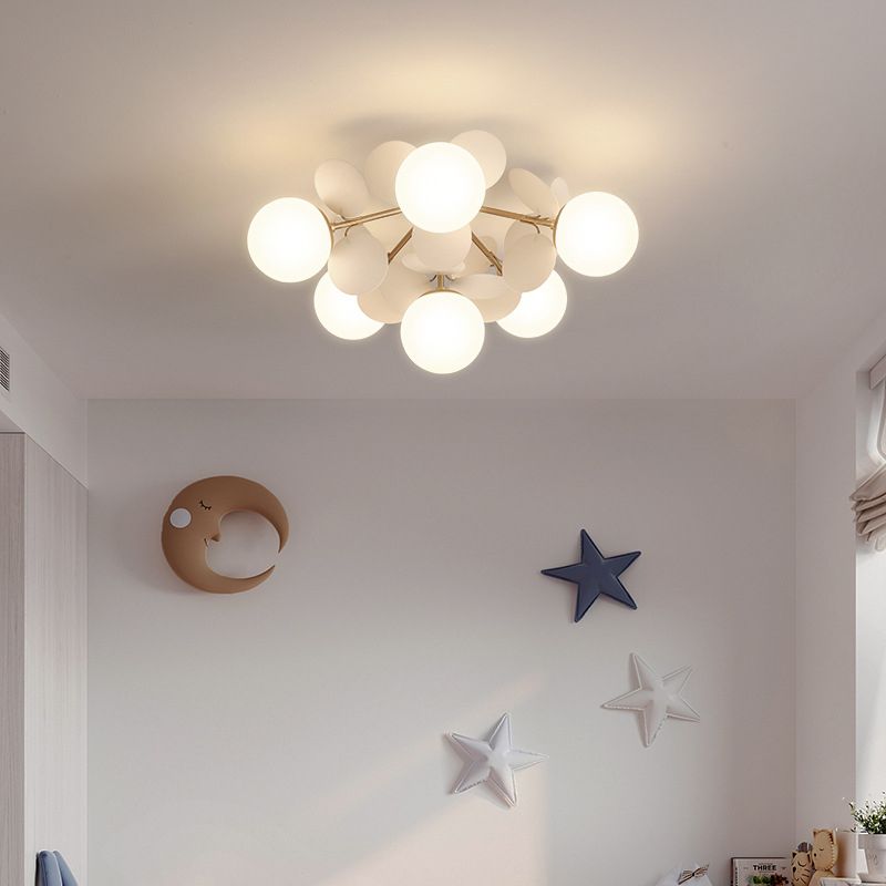 Lámpara de techo Sputnik creativa y moderna de hierro forjado, montaje semiempotrado para interiores con pantalla de cristal